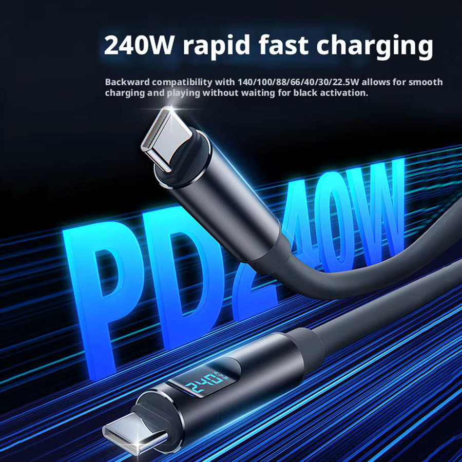 Intelligentes Typ-C Schnelllade-Datenkabel mit 240W Leistung und dynamischer digitaler Anzeige für iPhone 17 16 15 und USB-C Geräte - Bild 4