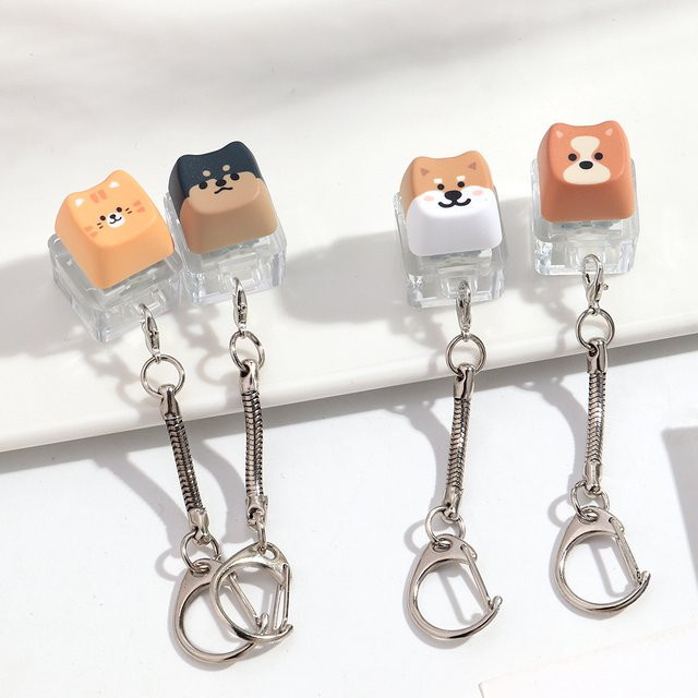 Fishsheep Schlüsselanhänger Katzen und Hunde, mechanischer Tastaturknopf, Unisex - Bild 1