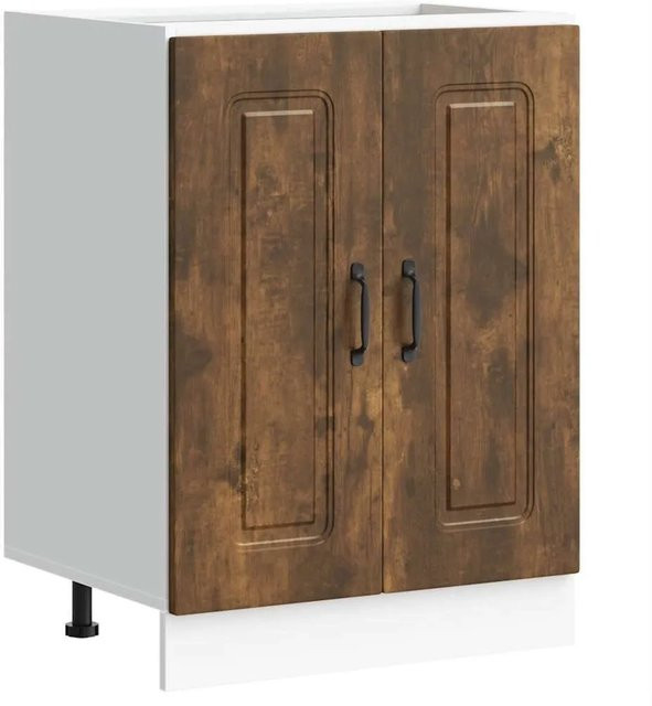 vidaXL Spülenunterschrank Kalmar in Räuchereiche, Farbe Braun, B/T/H: 60 x 46 x 81,5 cm - Bild 1