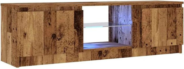 vidaXL TV-Schrank mit LED-Leuchten in Altholz-Optik, Braun, B/T/H: 120 x 30 x 36 cm - Bild 1