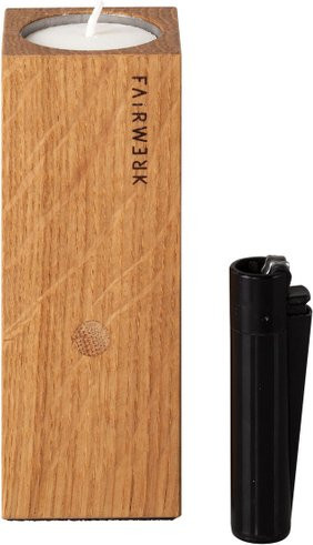 Teelichthalter aus Holz von Fairwerk in Beige und Braun, rechteckiges Design, B/T/H: 21,0 x 12,0 x 12,0 cm - Bild 1