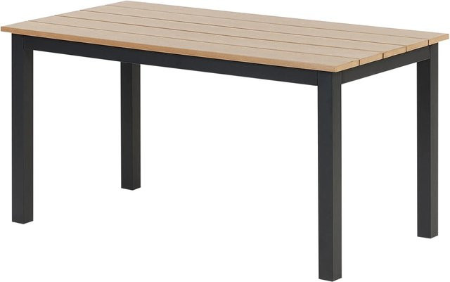 Beliani Gartentisch MESSINA aus Kunstholz in Hellbraun und Schwarz, B/T/H: 100 x 52 x 50 cm - Bild 1