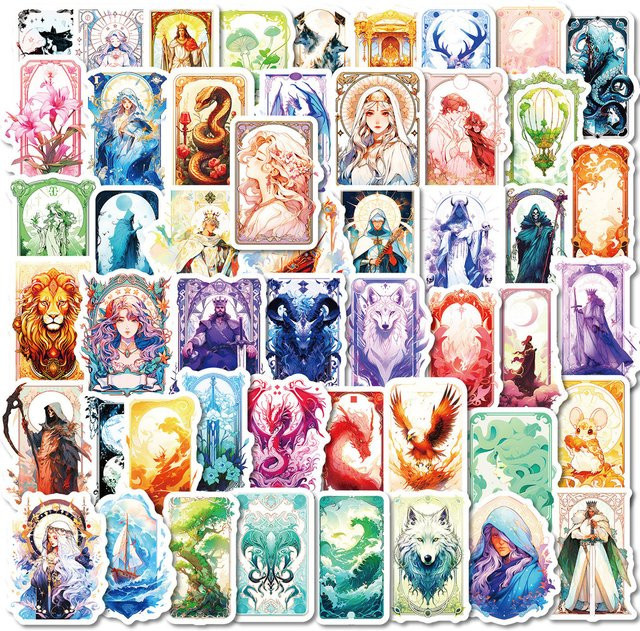 50 bunte Tarot-Kartenaufkleber von AnimeWorlds Store zur kreativen Dekoration - Bild 1