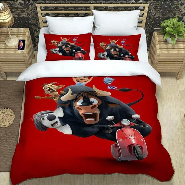 Bettwäscheset Ferdinand Cartoon mit 3D-Druck von Binchi Outdoor Product in Rot, bestehend aus Bettbezug und Kissenbezug, B/H: 173 x 218 cm - Bild 1