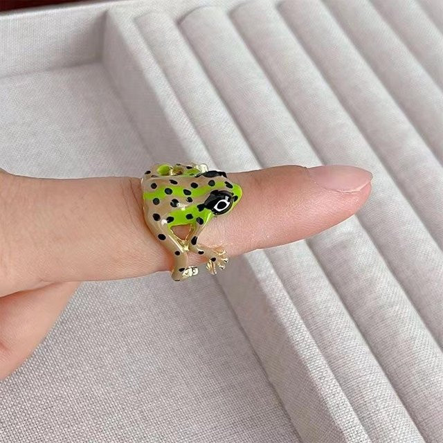 Ring Grüner Frosch, Kunststoff, Gold, Unisex, OneSize - Bild 1