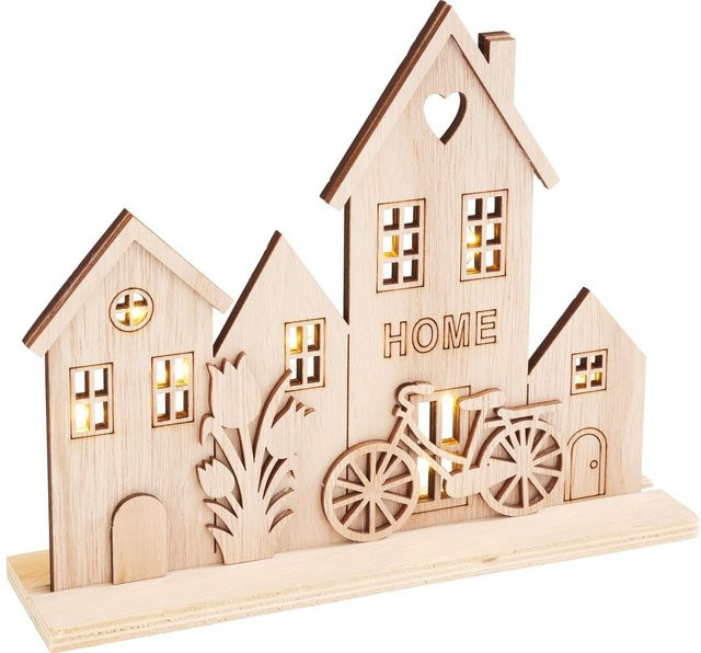 VBS Holz-Steckmotiv Coming Home in Beige mit Micro-LED aus Sperrholz, Tischdeko B: 17,0 cm, T: 8,0 cm, H: 5,0 cm - Bild 1