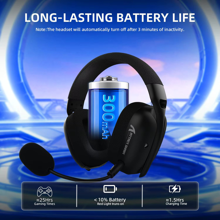 Attack Shark L80PRO Kabelloses Gaming-Headset mit Lightseed Tech, abnehmbarem Dual-Mikrofon und Tri-Mode in Schwarz oder Weiß - Bild 4