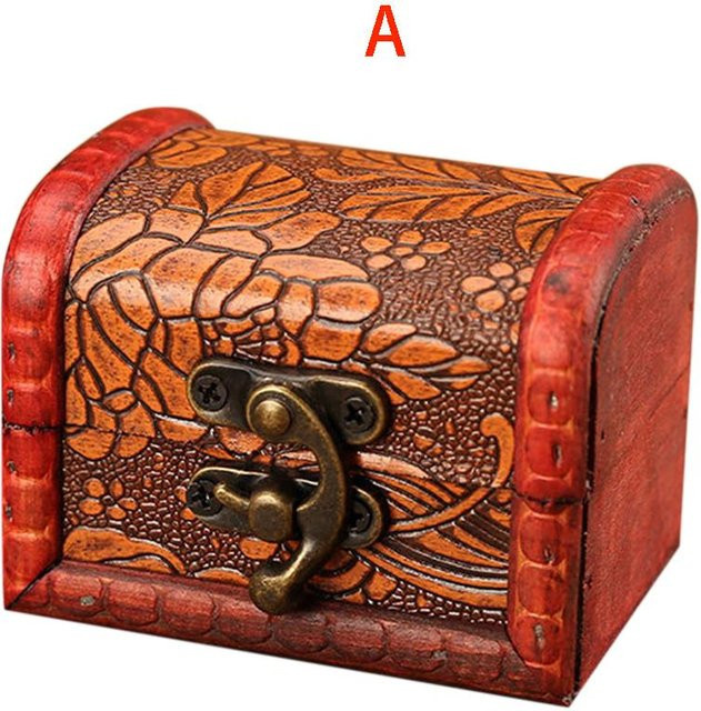 WADE3 Schmuckschatulle aus Holz in Braun mit floralem Design im Vintage-Stil - Bild 1