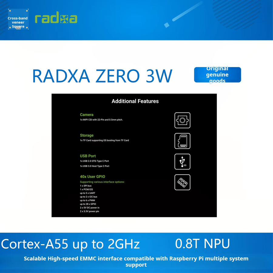 Radxa Zero 3W Entwicklungsboard Green, Quad-Core Mini Board mit RK3566 Chip - Bild 4