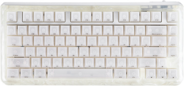 KiiBOOM Jade75 Mechanische Tastatur mit RGB-Hintergrundbeleuchtung, 75 % Layout, Hot-Swap, QMK/VIA, kabellos via Bluetooth und 2,4 GHz sowie kabelgebunden, CNC+UV-Harzformung, Farbe: transparent - Bild 1