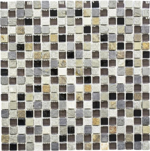HuH Mosaik Mosaikfliese Nature in Steinoptik als Wandbelag oder Bodenbelag, Farbe: Braun/Grau/Beige/Schwarz, B/L: 30 x 30 cm - Bild 1