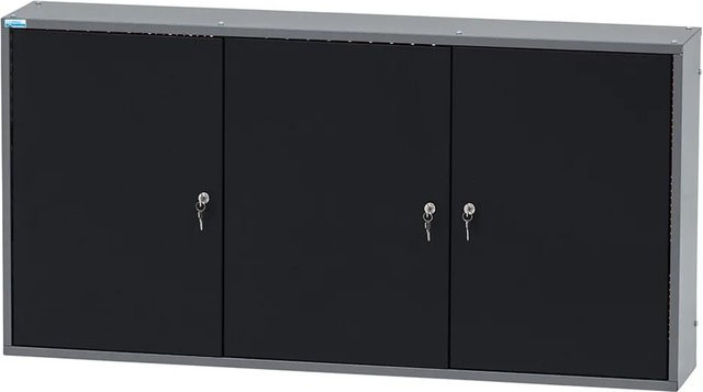 Küpper Hängeschrank 3-türig mit 4 Fachböden Schwarz-Hellgrau B: 120 cm, H: 60 cm, T: 20 cm - Bild 1