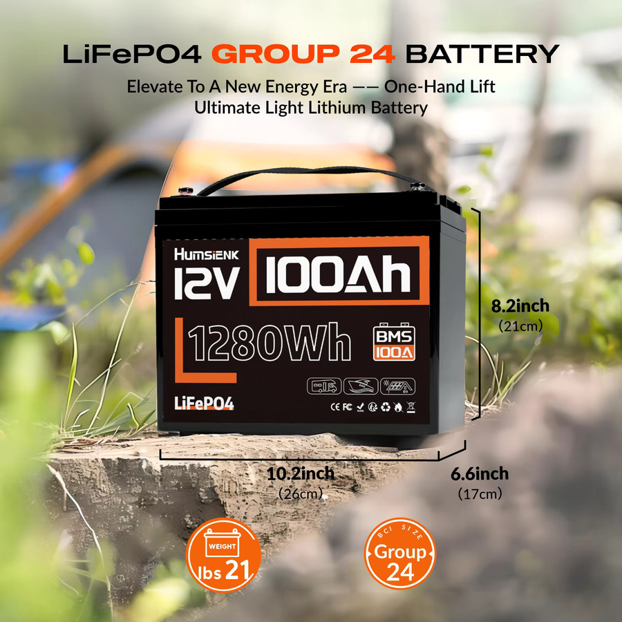 Humsienk 12V 100Ah LiFePo4 Batterie mit 100A BMS-Schutz und Grade A+ Zellen in Schwarz - Bild 7