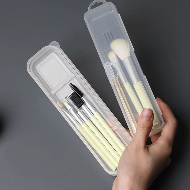 Tragbare transparente Kunststoff-Aufbewahrungsbox mit Haken für Besteck, Essstäbchen oder Make-up-Pinsel - Bild 2