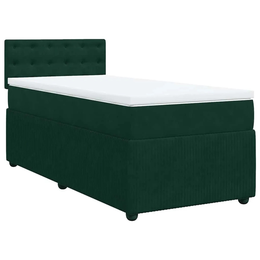 vidaXL Boxspringbett mit Matratze in Dunkelgrün und Weiß, Hybrid-Bett mit Taschenfederkern und USB-Ladeport, B/T/H: 80 x 200 x 100,5 cm - Bild 2