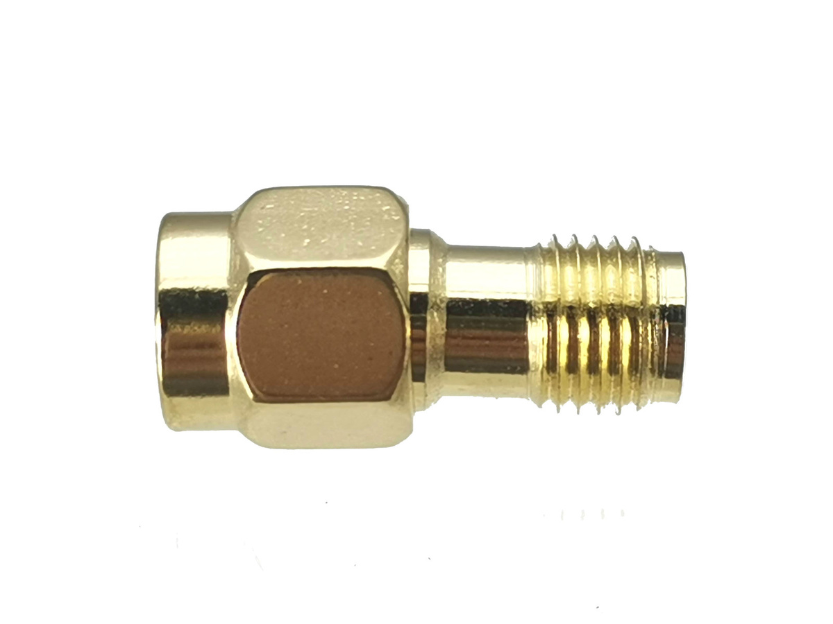 SMA Stecker zu SMA Buchse RF Koaxial Konverter, gerade, Messing, Gold - Bild 2