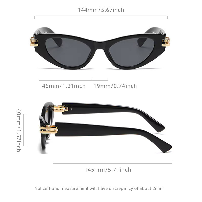 FUQIAN Sonnenbrille Cat Eye, Vollrand, Kunststoff, Schwarz, Damen - Bild 3