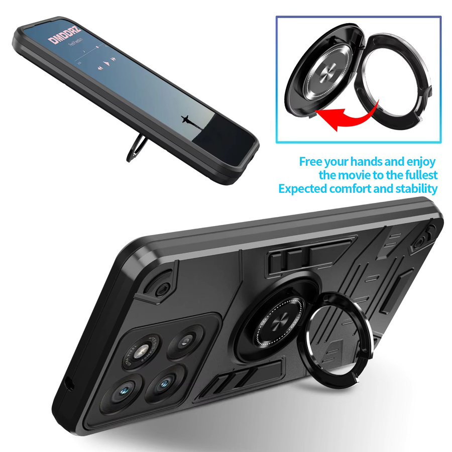 Stoßfeste Schutzhülle mit Ring-Ständer für Motorola Rand 50 60 Pro Fusion Neo Stylus in Blau und Schwarz - Bild 3