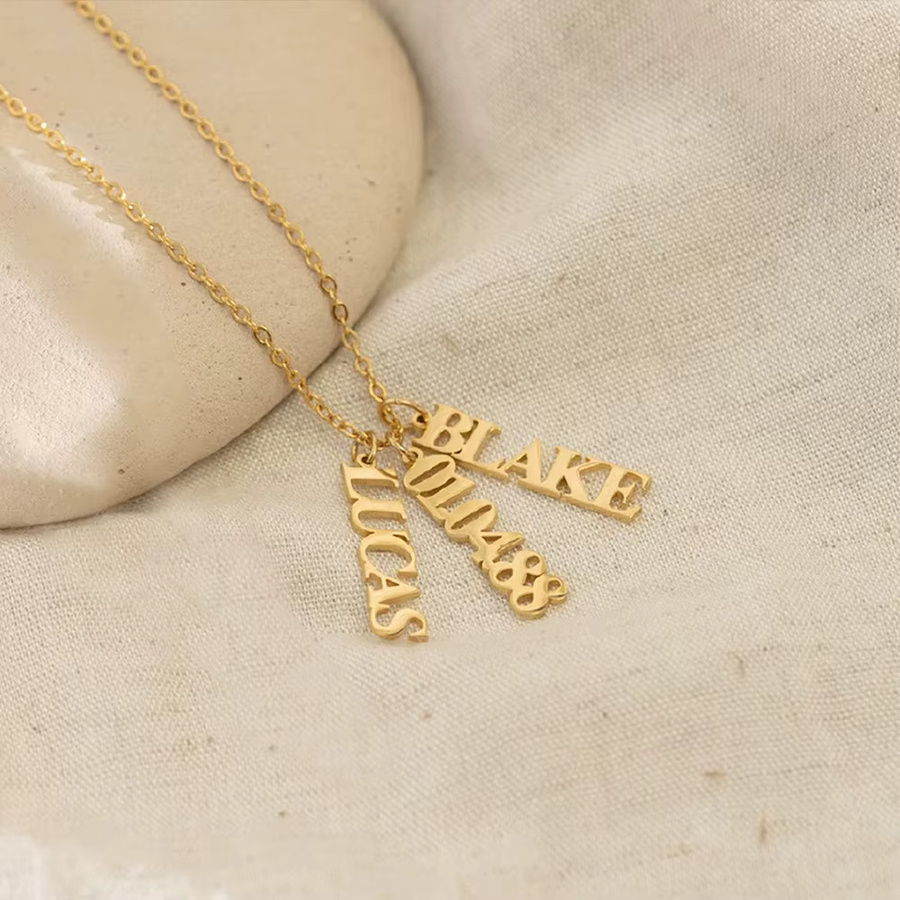 EMANCO Halskette Edelstahl, Gold, Namensanhänger, Unisex - Bild 5
