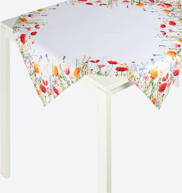 NKD Mitteldecke mit Mohnblumen-Motiv in Multicolour und Weiss, quadratisch, B/B: 80 x 80 cm - Bild 1