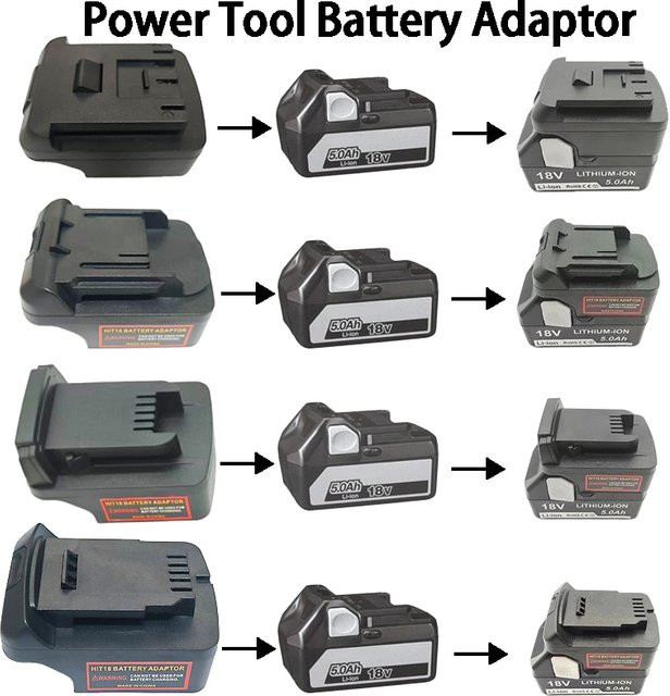 HiKOKI Akku-Adapter für 18 V Lithium-Akkus zur Nutzung mit Makita, DeWalt, Milwaukee und Bosch 18 V/20 V Akku-Elektrowerkzeugen in Schwarz - Bild 1