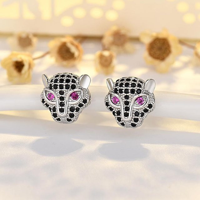 Wucifang Jewelry Ohrringe, Kupfer, Gold, Zirkonia, Damen, Leopardenkopf - Bild 1