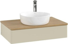 V&B Waschtischunterschrank Antao ohne Frontstruktur, Farbe: Grau, Eiche lackiert, B/T/H: 80 x 50 x 19 cm - Bild 1