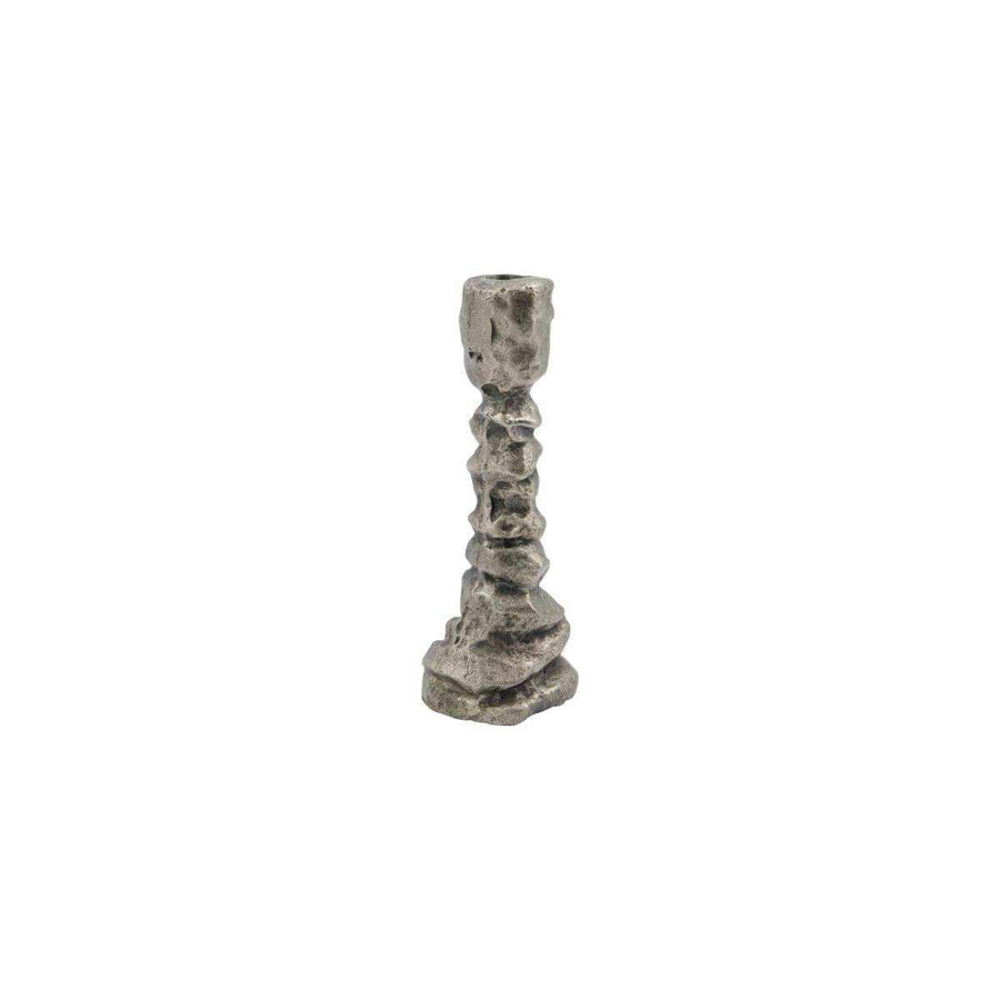 House Doctor Kerzenhalter Raku in Antik Silber, Höhe: 20 cm - Bild 1