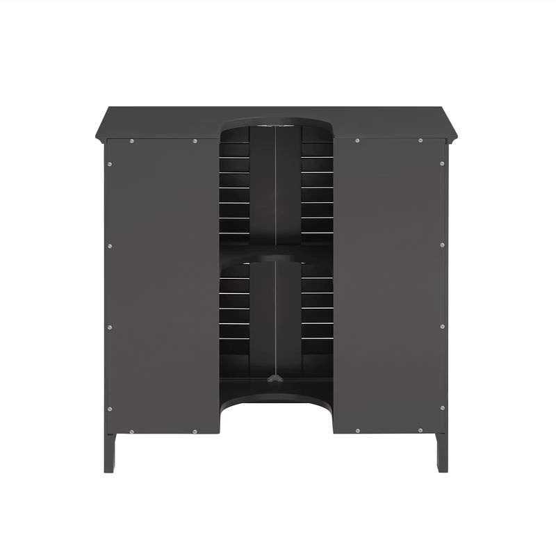 SoBuy Waschbeckenunterschrank FRG237-II mit 2 Lamellentüren in Dunkelgrau, B/T/H: 60 x 35 x 58 cm - Bild 2