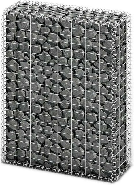 vidaXL Steinkorb Gabione mit Deckel aus verzinktem Stahl in Grau, B/T/H: 100 x 80 x 30 cm - Bild 1