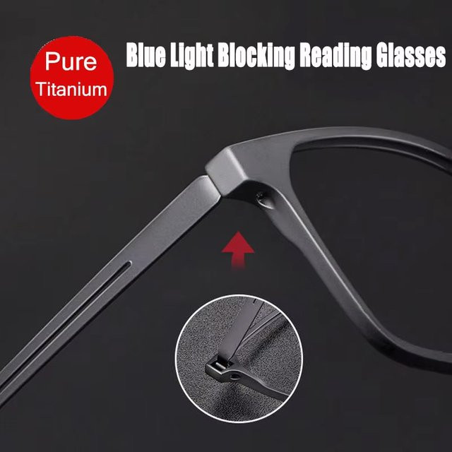 EVUNHUO Lesebrille, Vollrand, rechteckig, Titan, Schwarz, Herren - Bild 1