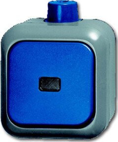 Busch-Jaeger Kontrollwechselschalter mit Wippe und Kontrollleuchte in Blau und Grau - Bild 1