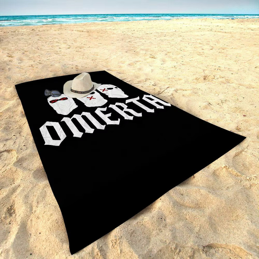 Omerta Maes Strandtuch Maes 47-Logo in Schwarz, saugfähiges Mikrofaser-Strandtuch für Sport und Strand - Bild 6