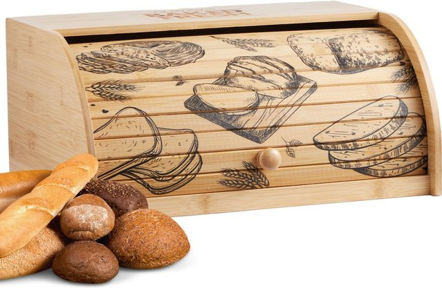 Ecosa Brotbox aus nachhaltigem Bambus mit Rolldeckel und Schneidebrett in Braun - Bild 1
