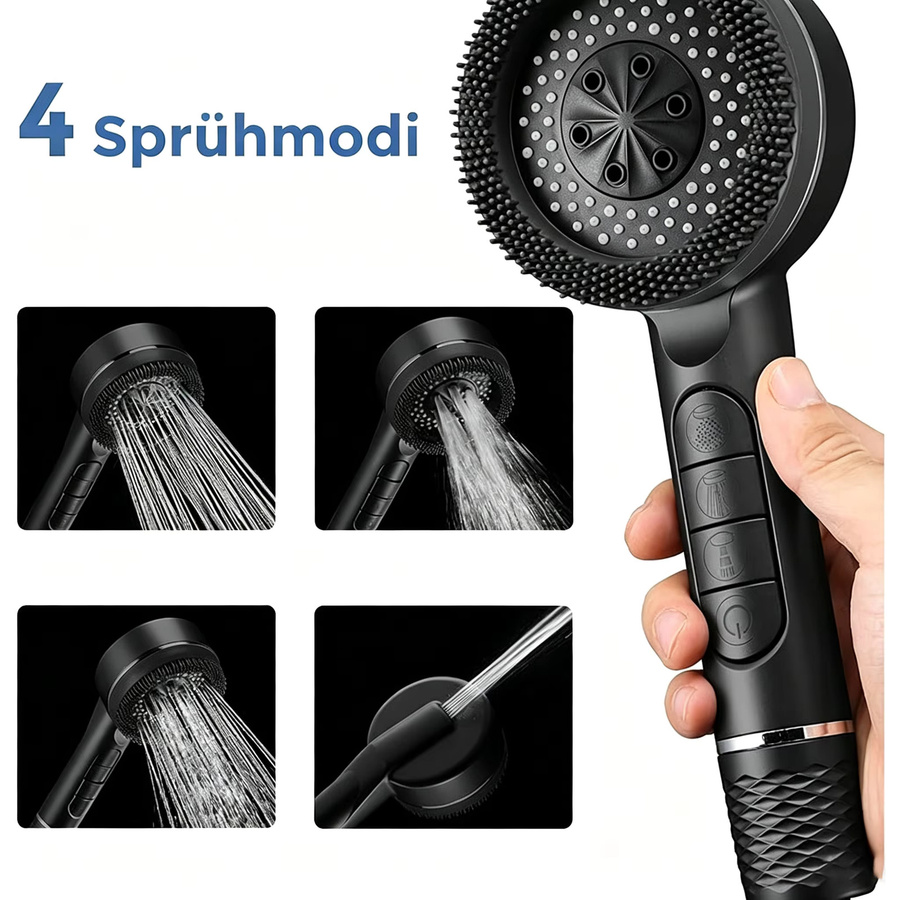 IOUHAPPY Hochdruck-Duschkopf mit Doppelfiltration und Multifunktions-Wasserauslassmodi in Schwarz - Bild 3