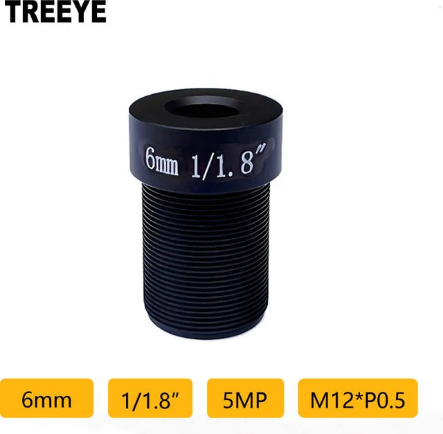 TREEYE Starlight M12 Objektiv f/1.2, 6 mm, 5,0 Megapixel, 1/1,8 Zoll, Schwarz - Bild 1