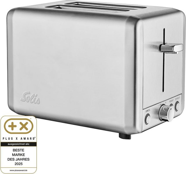 Solis Steel Toaster Typ 8002 Edelstahl Toaster mit 2 Schlitzen in Silber, B/T/H: 28 x 19 x 16 cm - Bild 1