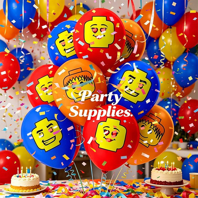 BEAST KINGDOM Baustein-Partyballons aus Latex in Mehrfarbig, Durchmesser: 30,48 cm - Bild 1
