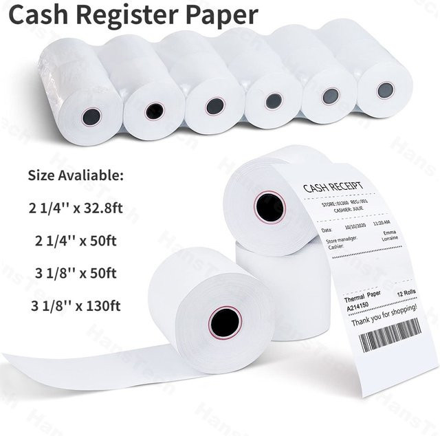 QKX Thermobonpapier für Star Micronics TSP100 TSP143 und Epson 80 mm Drucker, BPA-freie Rollen, Weiß - Bild 1