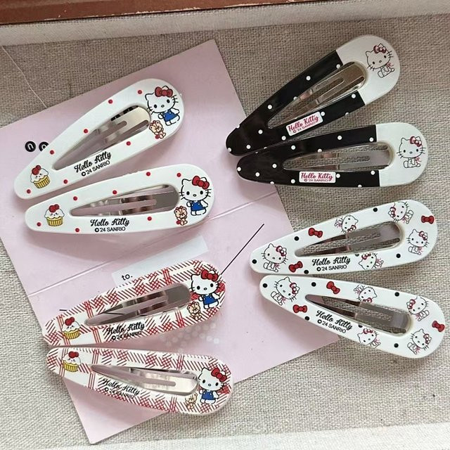 Sanrio Hello Kitty Haarspangen, Polka Dots und Karomuster - Bild 1