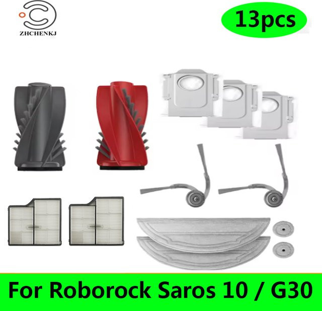 Roborock Ersatzteil-Set für Saros 10, G30 und S9 Maxv Ultra mit Hauptbürste, HEPA-Filtern, Mopptüchern und Staubbeuteln in Grau - Bild 1