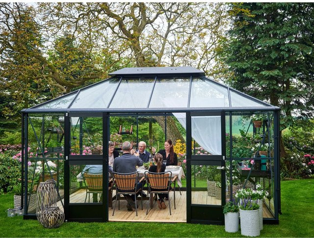 Juliana Gewächshaus Grand Oase 13 in Anthrazit mit Aluminiumrahmen und Polycarbonat-Verglasung, 13 m² - Bild 1