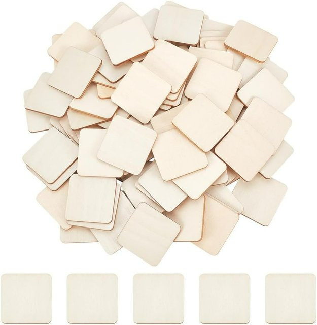 100 Stück Balsaholz-Quadrate in Beige zum Basteln und Malen, B/B: 4,06 x 4,06 cm - Bild 1