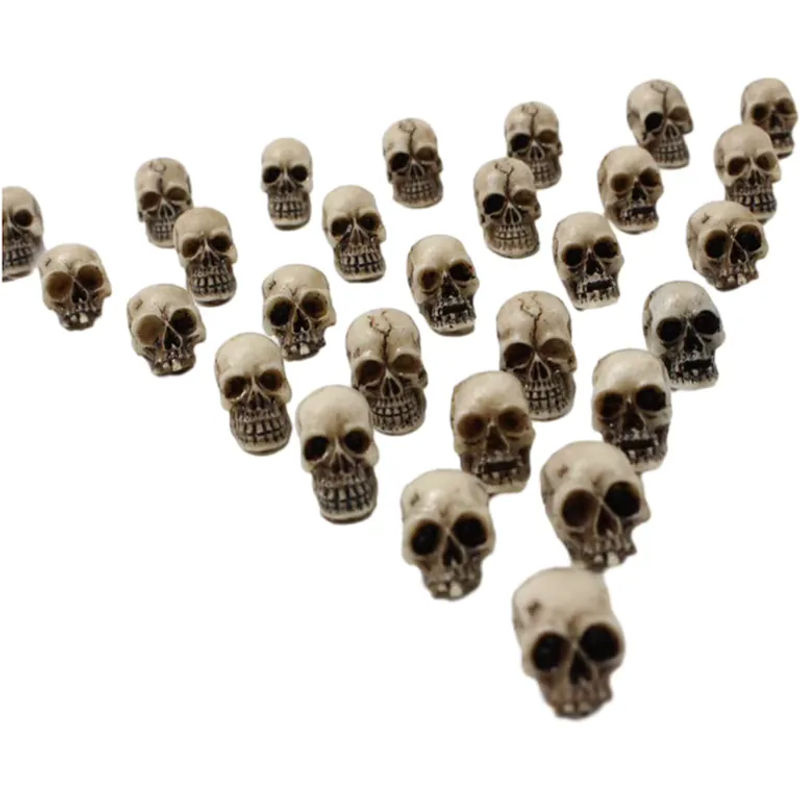 20 Stück gotische Totenkopfskulpturen von alloet in Grau und Beige als Halloween-Skelettstatuen zur Dekoration von Garten und Topfpflanzen - Bild 7