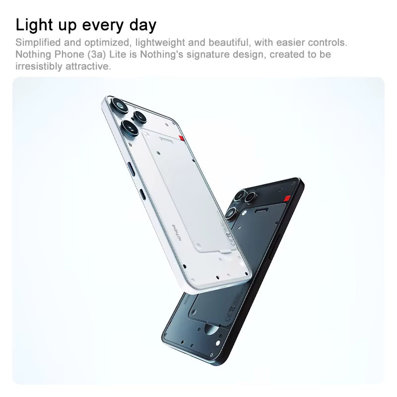 Nothing Phone (3a) Lite Global Version Smartphone in Schwarz mit MediaTek Dimensity 7300 Pro 5G, 6,77 Zoll AMOLED 120Hz Display und 50MP Kamera - Bild 3