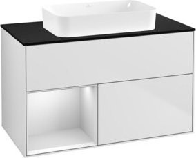 V&B Waschtischunterschrank Finion mit Regal links, Weiß lackiert, B: 100 cm, T: 60,3 cm - Bild 1