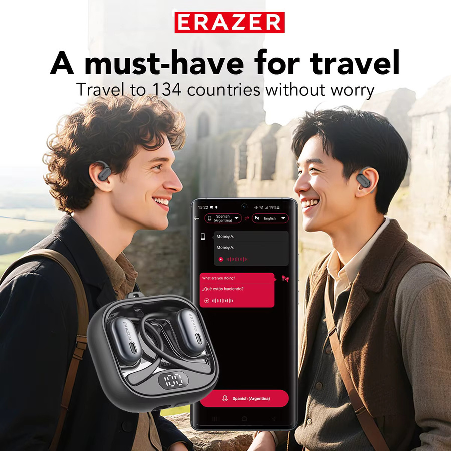 ERAZER XF53 Bluetooth-Funkkopfhörer in Schwarz mit Bluetooth V6.0, offene Sportkopfhörer mit KI-Übersetzer-Funktion und weichem Ohrbügel - Bild 5
