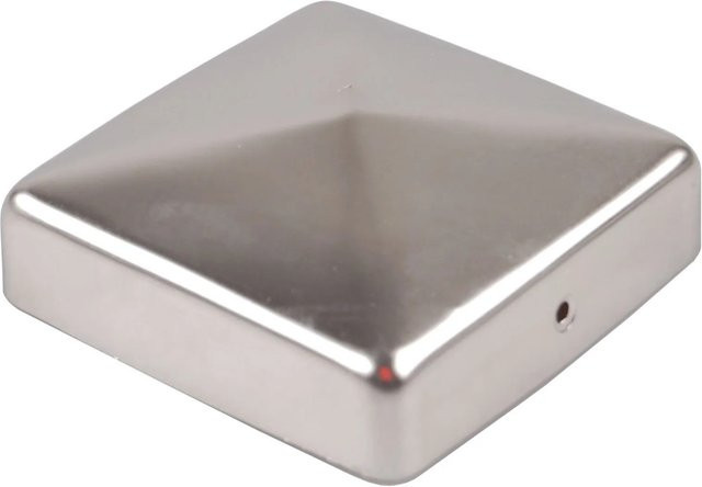 Holmwerk Pfostenkappe Pyramide aus Edelstahl in Silber für 10 x 10 cm Pfosten, Durchmesser: 10,1 cm - Bild 1