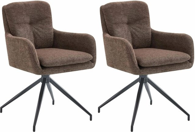 2er Set Esszimmerstühle DELUKE NAVER in Braun aus Stoff und Metall, B/T/H: 58 x 63 x 85 cm - Bild 1