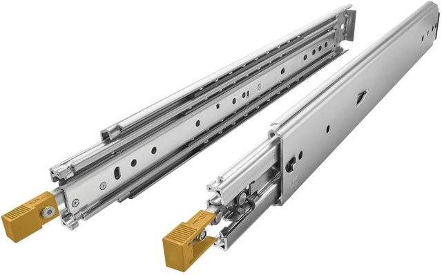 SO-TECH Schwerlastauszug VarioSlide KV2-200-H76-1200 EH mit Zweihandverriegelung und Einrastfunktion, Belastbar bis 200kg, Farbe: Silber/Gelb - Bild 1